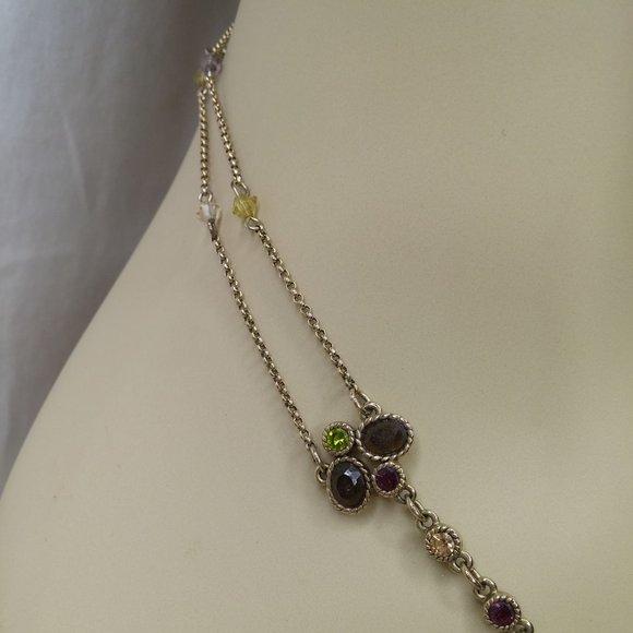 VTG Monet Jewel Toned Crystal Necklace - Picture 5 of 9